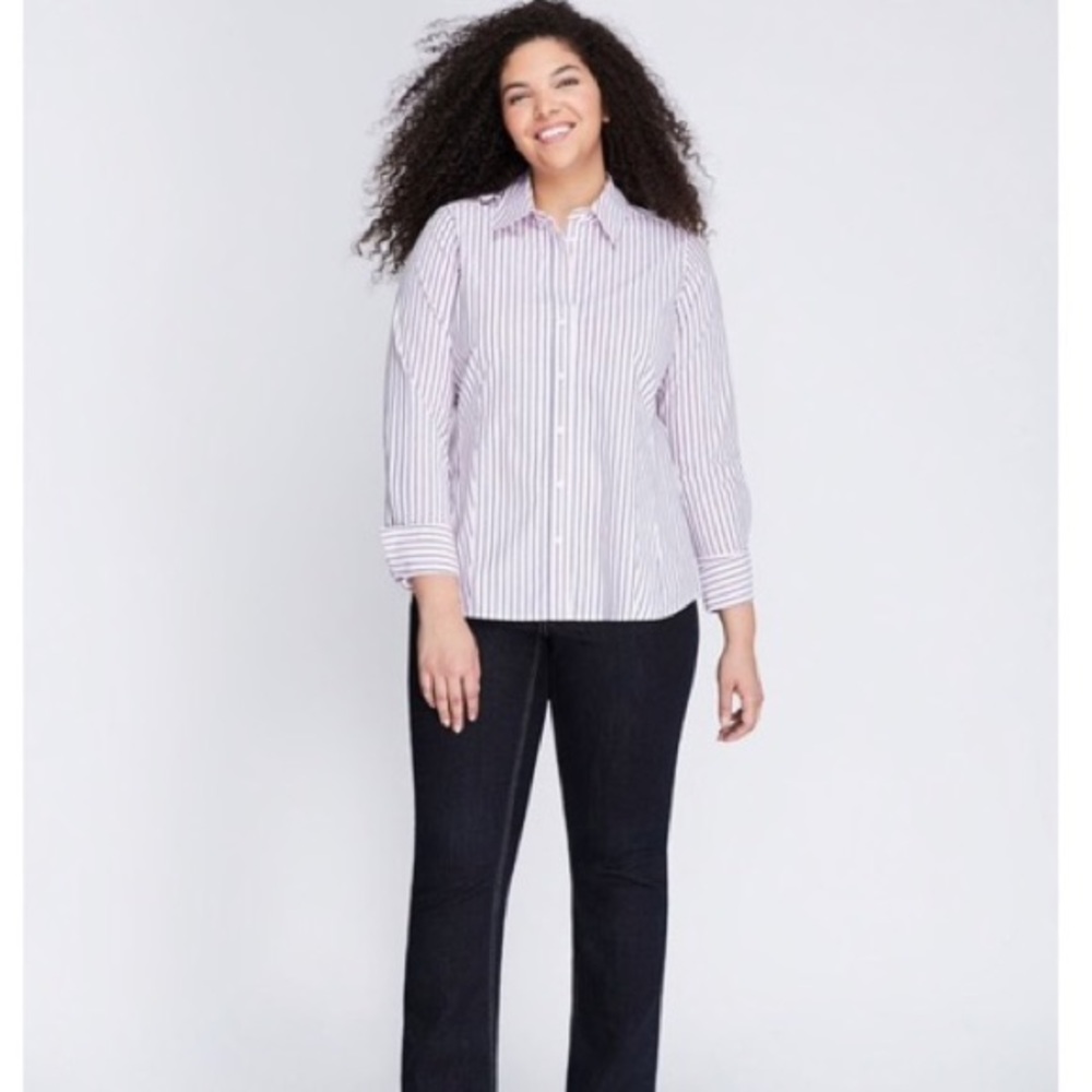 Lane Bryant Striped Fitted Essential Shirt